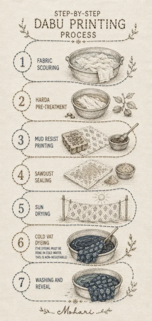 Step-by-Step Dabu Printing Process