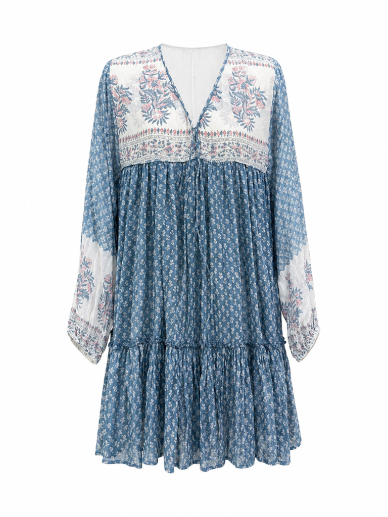 kyra-cotton-hand-block-printed-mini-short-dress-australia